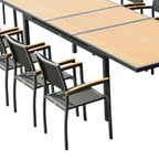 11 Piece Natural and Black Solid Wood Dining Set with Ten Chairs  Warm Home View