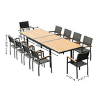 11 Piece Natural and Black Solid Wood Dining Set with Ten Chairs  Warm Home View
