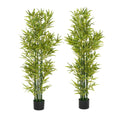 Set of Two 61" Green Artificial Bamboo Tree In Cylindrical Black Pot  Warm Home View