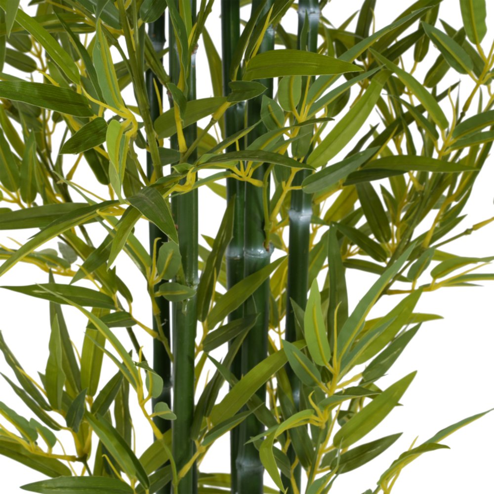Set of Two 72" Green Artificial Bamboo Tree In Cylindrical Black Pot  Warm Home View