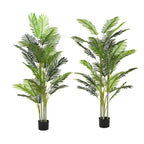 Set of Two 79" Green Artificial Palm Tree In Cylindrical Black Pot  Warm Home View