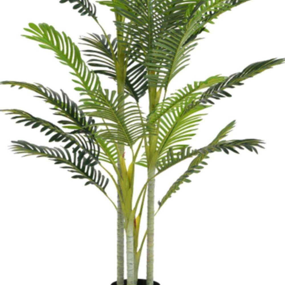 Set of Two 79" Green Artificial Palm Tree In Cylindrical Black Pot  Warm Home View