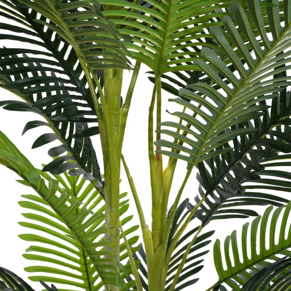 Set of Two 79" Green Artificial Palm Tree In Cylindrical Black Pot  Warm Home View