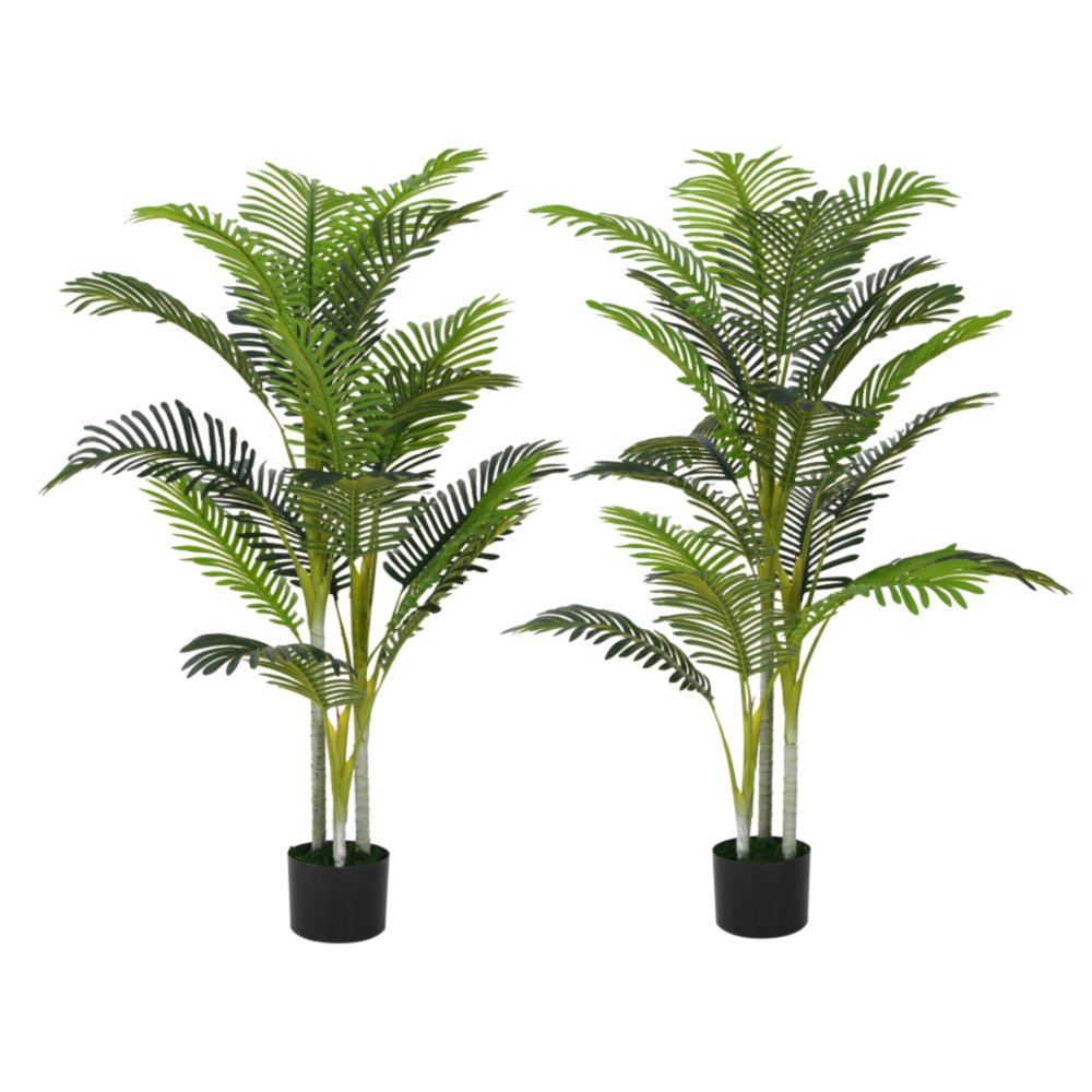 Set of Two 61" Green Artificial Palm Tree In Cylindrical Black Pot  Warm Home View