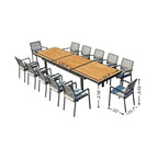 13 Piece Natural and Black Solid Wood Dining Set with Twelve Chairs  Warm Home View
