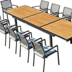 13 Piece Natural and Black Solid Wood Dining Set with Twelve Chairs  Warm Home View