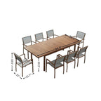 Nine Piece Brown Metal Dining Set with Eight Chairs  Warm Home View