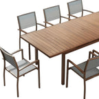 Nine Piece Brown Metal Dining Set with Eight Chairs  Warm Home View