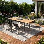 Nine Piece Natural and Black Heavy Duty Plastic Dining Set with Eight Chairs  Warm Home View