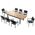 Nine Piece Natural and Black Heavy Duty Plastic Dining Set with Eight Chairs  Warm Home View