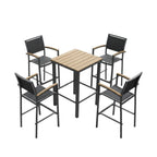 Five Piece Light Brown and Black Square Solid Wood Dining Set with Four Chairs  Warm Home View