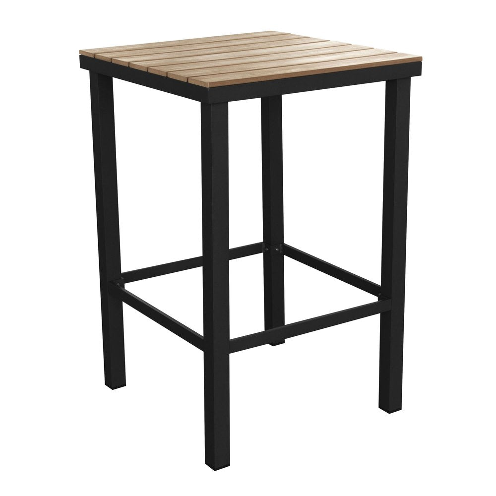 Five Piece Light Brown and Black Square Solid Wood Dining Set with Four Chairs  Warm Home View