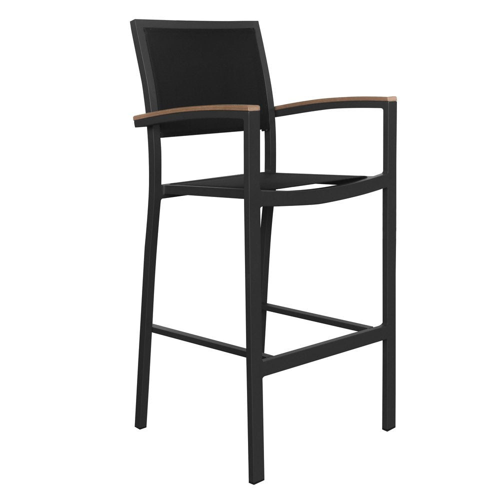Five Piece Light Brown and Black Square Solid Wood Dining Set with Four Chairs  Warm Home View