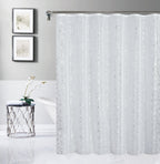 72" White And Silver Abstract Shower Curtain  Warm Home View