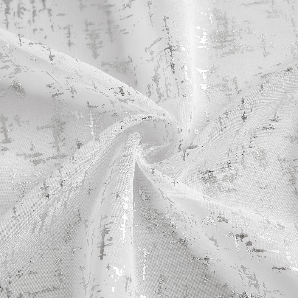 72" White And Silver Abstract Shower Curtain  Warm Home View
