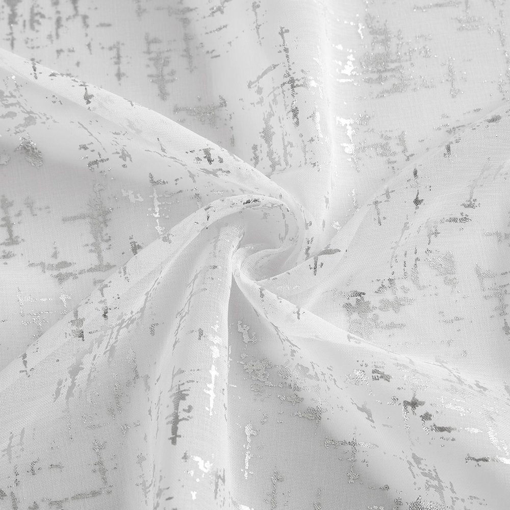 72" White And Silver Abstract Shower Curtain  Warm Home View