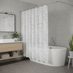 72" White And Gray Floral Shower Curtain  Warm Home View