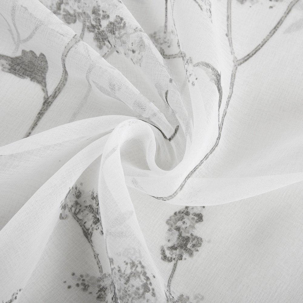72" White And Gray Floral Shower Curtain  Warm Home View