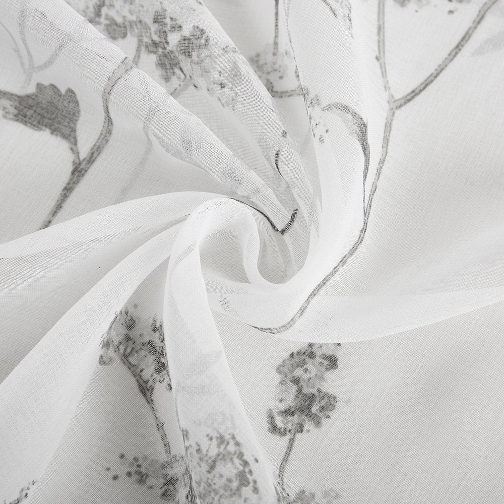 72" White And Gray Floral Shower Curtain  Warm Home View