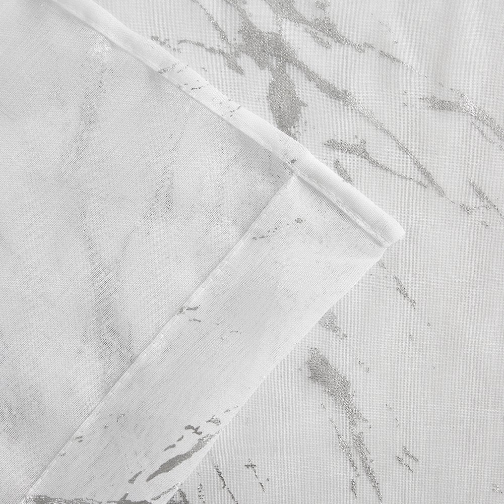 72" White And Silver Abstract Shower Curtain  Warm Home View