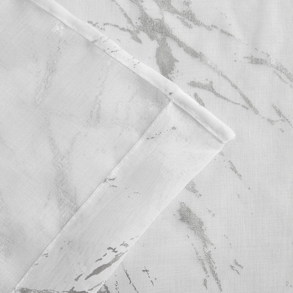 72" White And Silver Abstract Shower Curtain  Warm Home View