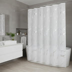 72" White And Silver Abstract Shower Curtain  Warm Home View