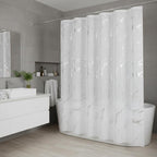 72" White And Silver Abstract Shower Curtain  Warm Home View