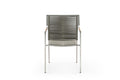 Set of Four Light Brown And Silver Woven Steel Outdoor Arm Chairs  Warm Home View