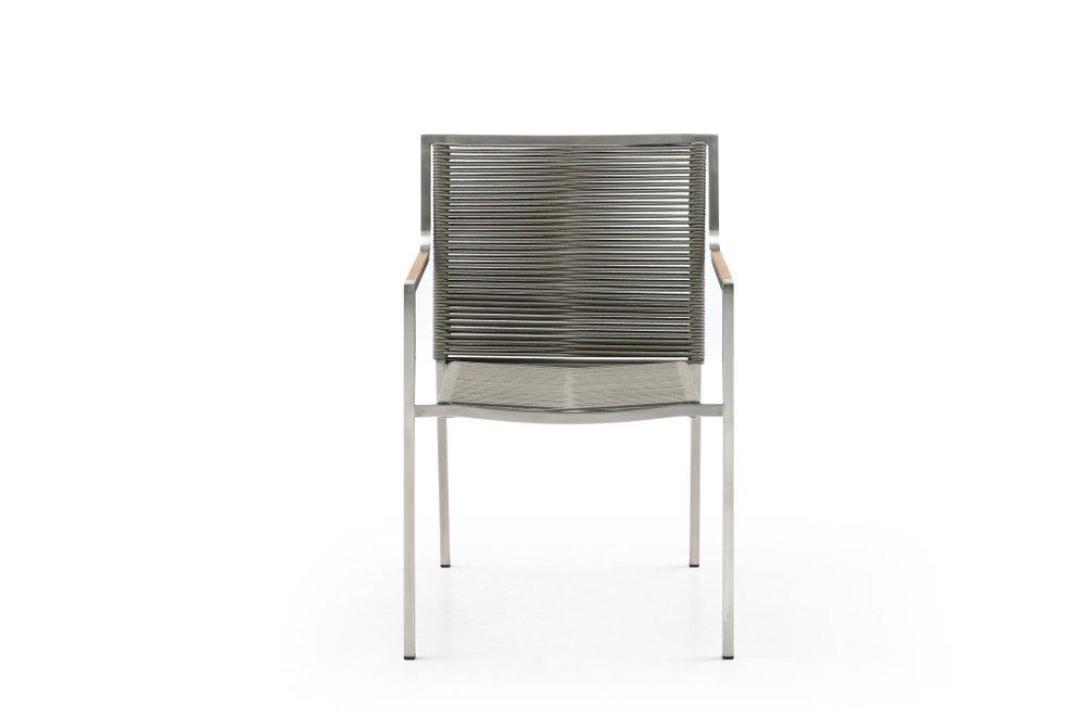 Set of Four Light Brown And Silver Woven Steel Outdoor Arm Chairs  Warm Home View