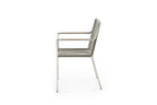 Set of Four Light Brown And Silver Woven Steel Outdoor Arm Chairs  Warm Home View