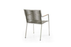 Set of Four Light Brown And Silver Woven Steel Outdoor Arm Chairs  Warm Home View