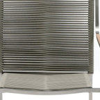 Set of Four Light Brown And Silver Woven Steel Outdoor Arm Chairs  Warm Home View