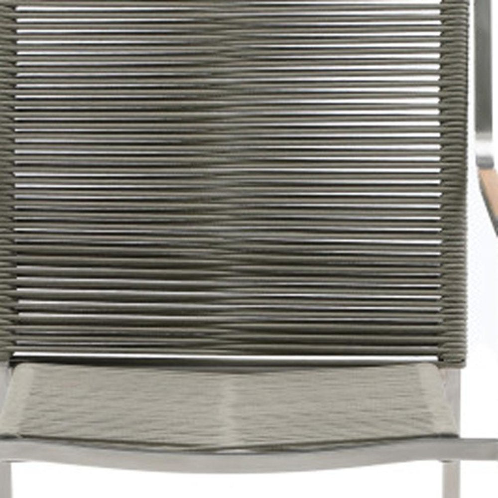Set of Four Light Brown And Silver Woven Steel Outdoor Arm Chairs  Warm Home View