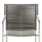 Set of Four Light Brown And Silver Woven Steel Outdoor Arm Chairs  Warm Home View
