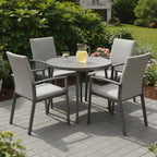 Set of Four Light Gray Aluminum Outdoor Arm Chairs  Warm Home View