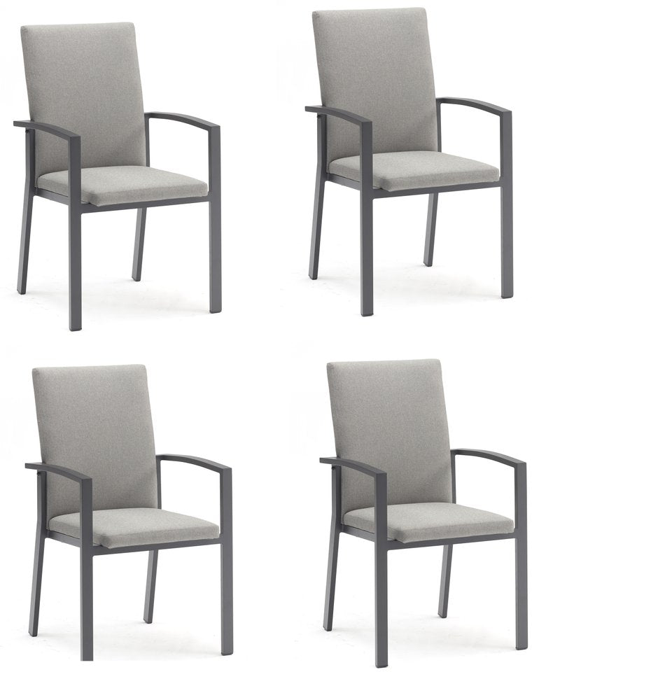 Set of Four Light Gray Aluminum Outdoor Arm Chairs  Warm Home View