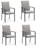Set of Four Light Gray Aluminum Outdoor Arm Chairs  Warm Home View