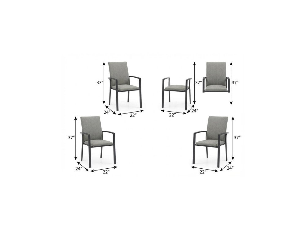 Set of Four Light Gray Aluminum Outdoor Arm Chairs  Warm Home View
