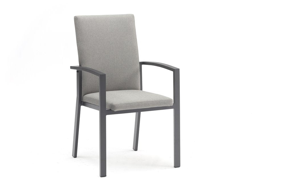 Set of Four Light Gray Aluminum Outdoor Arm Chairs  Warm Home View