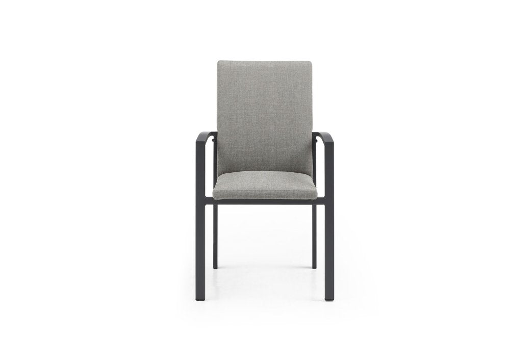 Set of Four Light Gray Aluminum Outdoor Arm Chairs  Warm Home View