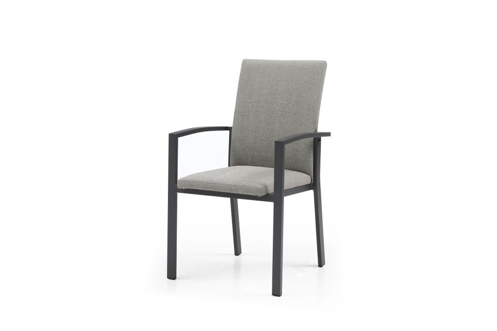 Set of Four Light Gray Aluminum Outdoor Arm Chairs  Warm Home View