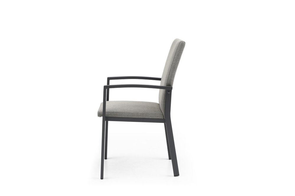 Set of Four Light Gray Aluminum Outdoor Arm Chairs  Warm Home View