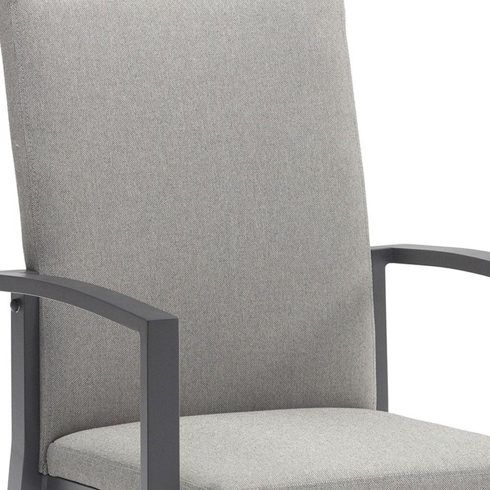 Set of Four Light Gray Aluminum Outdoor Arm Chairs  Warm Home View