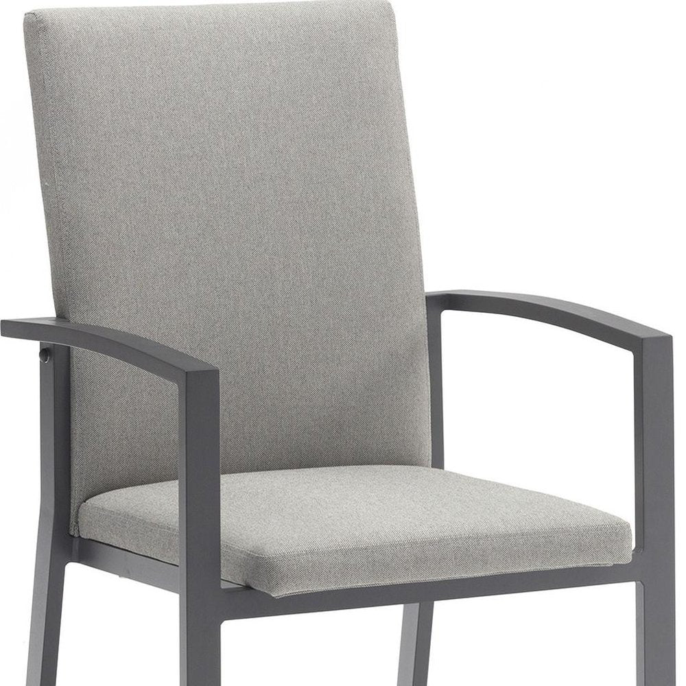 Set of Four Light Gray Aluminum Outdoor Arm Chairs  Warm Home View