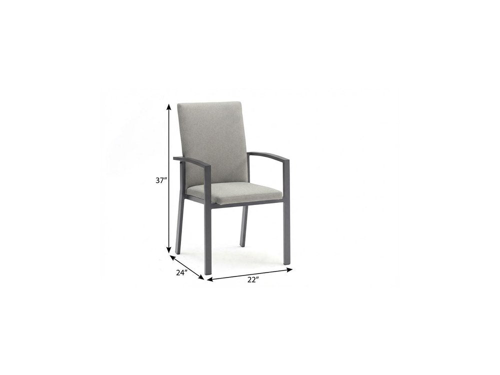Set of Four Light Gray Aluminum Outdoor Arm Chairs  Warm Home View