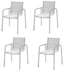 Set of Four Light Gray Steel Sling Outdoor Arm Chairs  Warm Home View