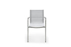 Set of Four Light Gray Steel Sling Outdoor Arm Chairs  Warm Home View