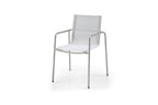 Set of Four Light Gray Steel Sling Outdoor Arm Chairs  Warm Home View