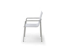 Set of Four Light Gray Steel Sling Outdoor Arm Chairs  Warm Home View