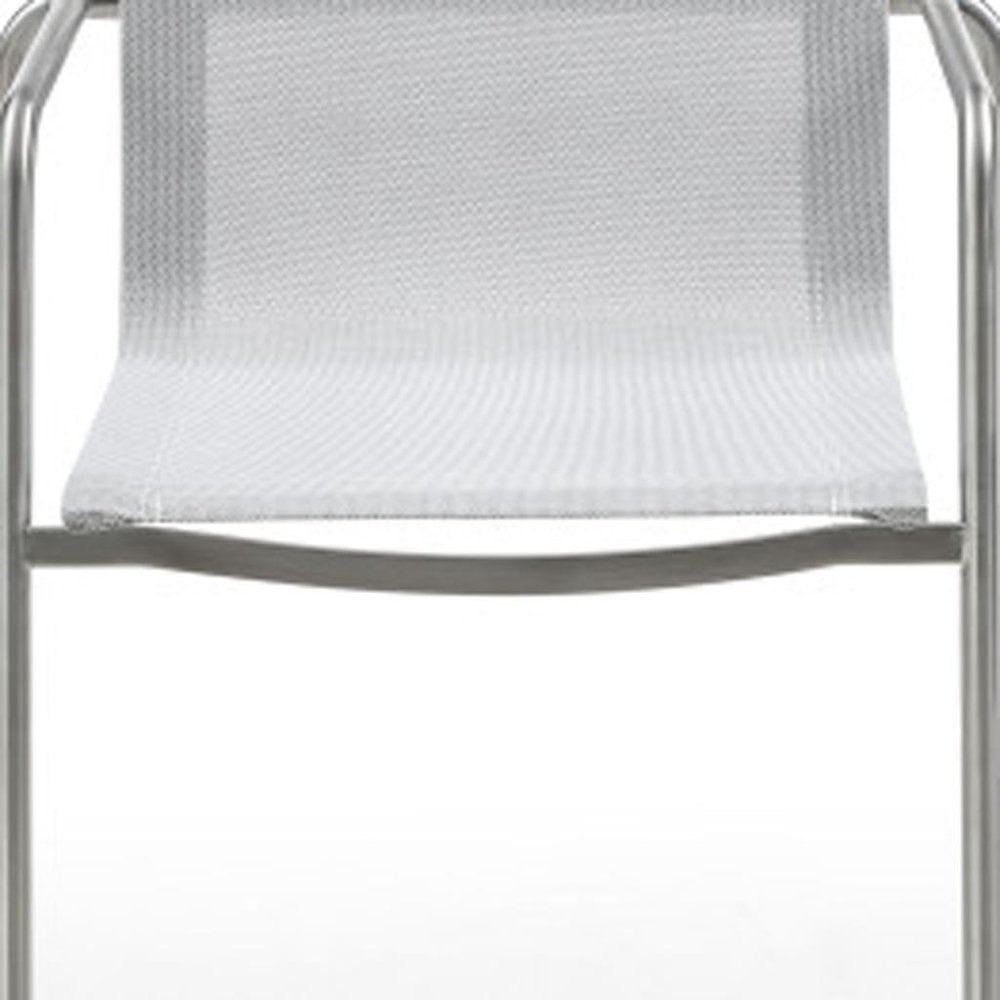 Set of Four Light Gray Steel Sling Outdoor Arm Chairs  Warm Home View